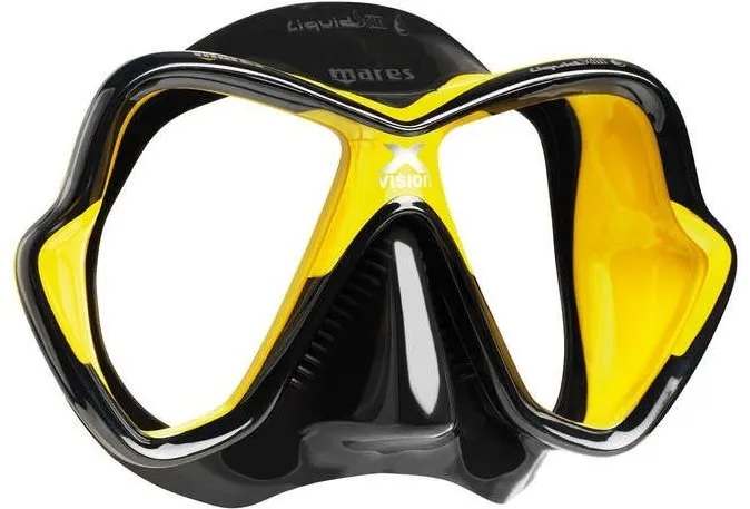 Potápačské okuliare Mares X-Vision Ultra Liquidskin, čierny silikón, žltý rámček