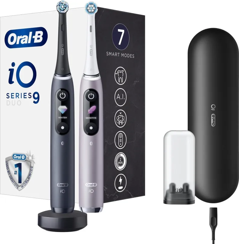 Elektrická zubná kefka Oral-B iO Series 9 Duo Black Onyx & Rose Quartz magnetické zubné kefky