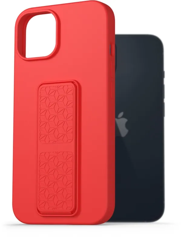 Kryt na mobil AlzaGuard Liquid Silicone Case with Stand pre iPhone 14 červené