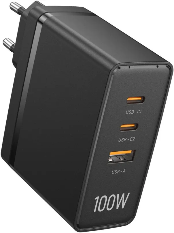 Nabíjačka do siete Vention Ultra 3-Port USB (C+C+A) GaN Charger (100W/100W/30W) Black