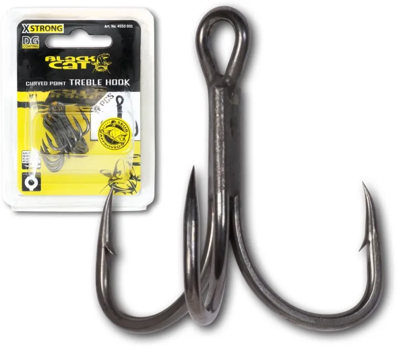 Black Cat Trojháčik Curved Point Treble Hook DG Veľkosť #1 5ks