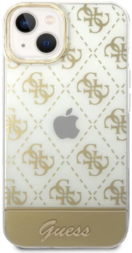 Kryt pre mobil Guess PC/TPU Peony Glitter Script Logo Zadný kryt pre iPhone 14 Plus Gold