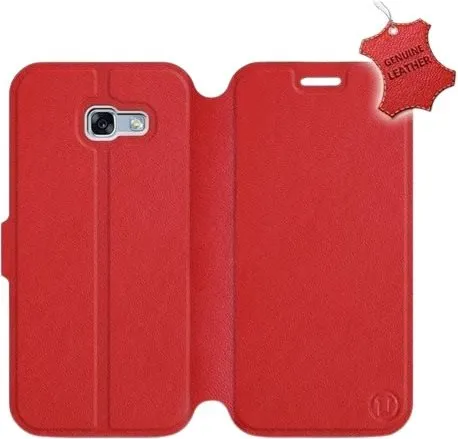 Kryt na mobil Flip puzdro na mobil Samsung Galaxy A5 2017 - Červené - kožené - Red Leather