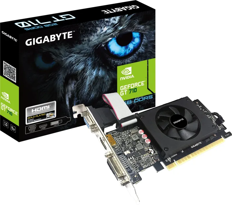 Grafická karta GIGABYTE GeForce GT 710 2GB, 2 GB GDDR5 (5010 MHz), NVIDIA GeForce, Kepple