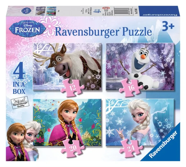 RAVENSBURGER Puzzle Ľadové kráľovstvo 4v1 (12,16,20,24 dielikov)