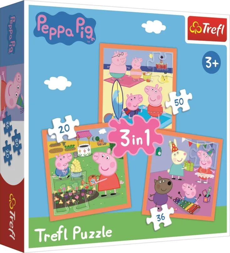Puzzle Trefl Puzzle Prasiatko Peppa: Úžasné nápady 3v1 (20,36,50 dielikov)