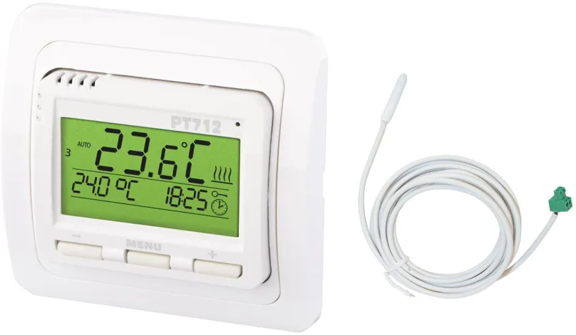 Chytrý termostat Elektrobock PT712-EI + čidlo podlahy, digitálne pre podlahové kúrenie, na