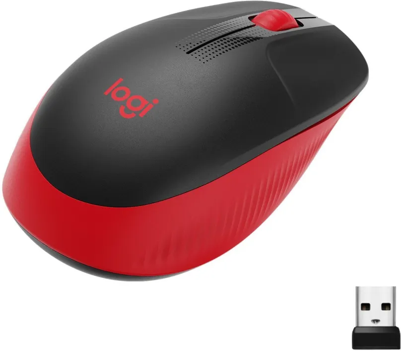 Myš Logitech Wireless Mouse M190, Red, bezdrôtová, optická, symetrická, pripojenie cez be
