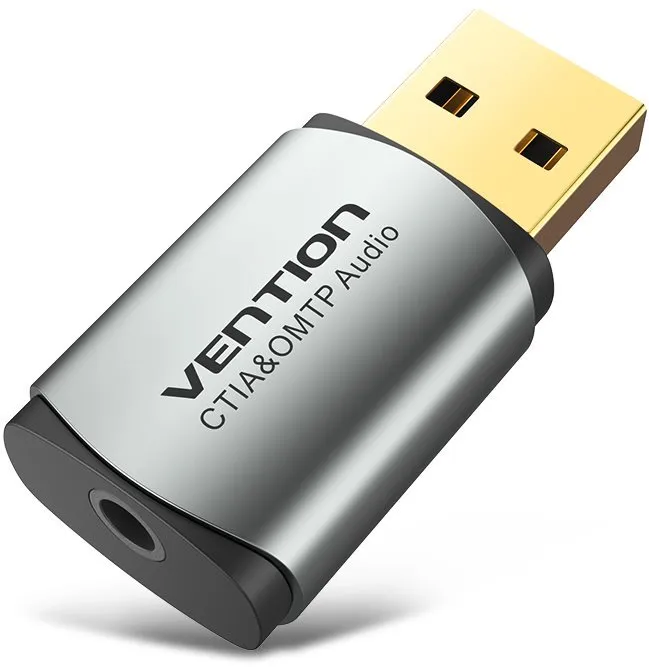 Externá zvuková karta Vention USB External Sound Card Gray Metal Type (OMTP-CTIA)