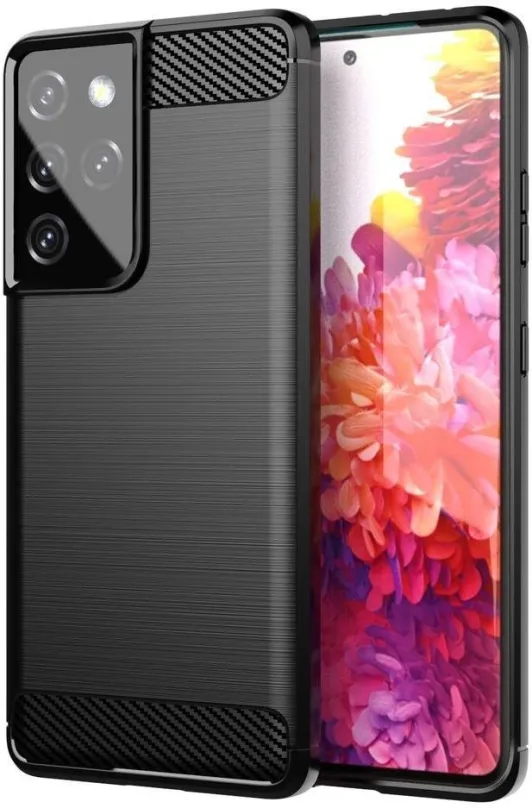 Kryt na mobil Carbon Case Flexible silikónový kryt na Samsung Galaxy S21 Ultra 5G, čierny