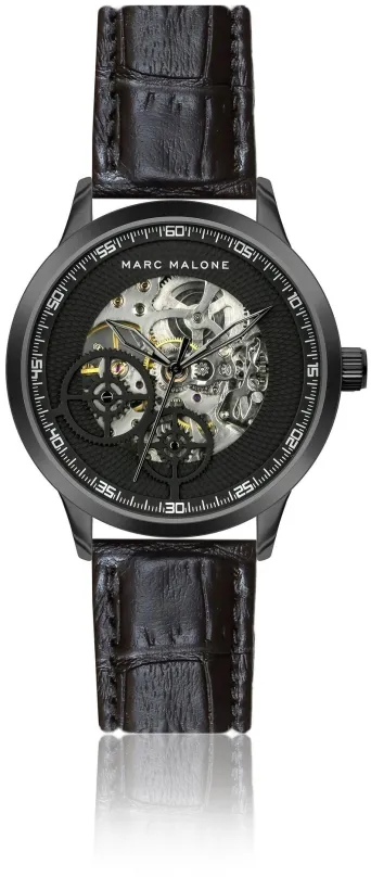 Pánske hodinky Marc Malone pánske hodinky Finley Automatic Croco Black Leather CBM-2200