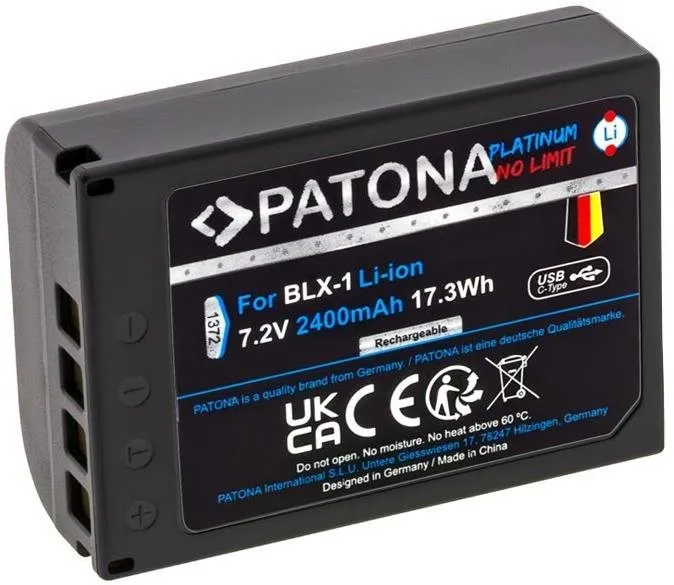 Batéria pre fotoaparát PATONA batéria pre Olympus BLX-1 2400 Li-Ion Platinum USB-C nabíjanie