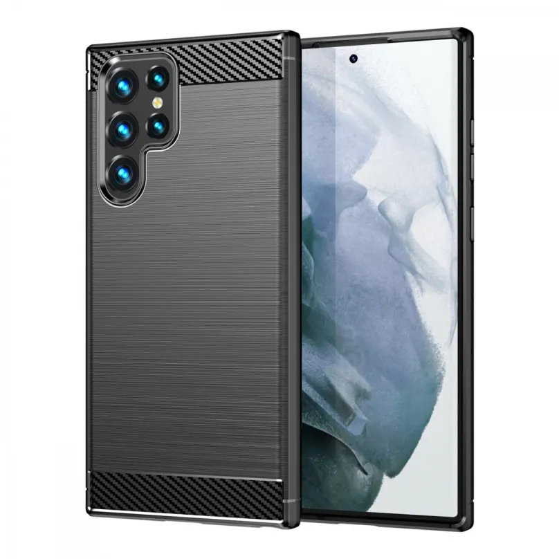 Kryt na mobil Carbon Case Flexible silikónový kryt na Samsung Galaxy S22 Ultra, čierny