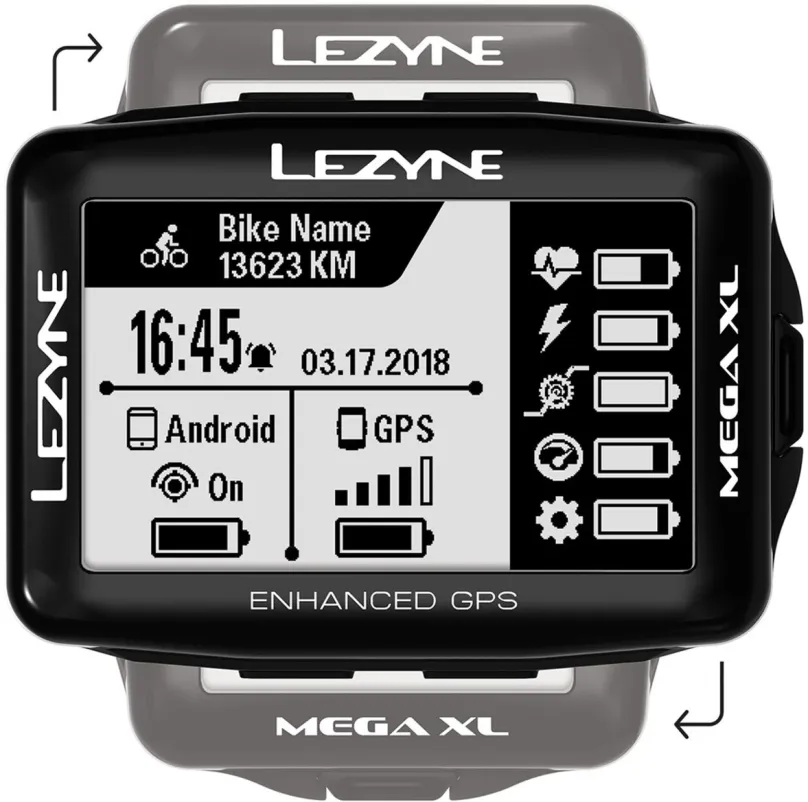 Cyklocomputer Lezyne Mega XL GPS Black, bezdrôtový, meranie kadencie, výškomer, teplomer,