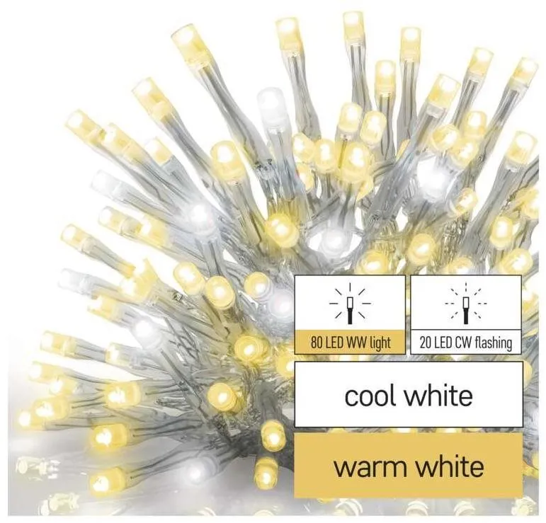 Vianočná reťaz EMOS Standard LED spojovacia reťaz blikajúca – cencúle, 2,5 m, vonkajšia, teplá/studená biela