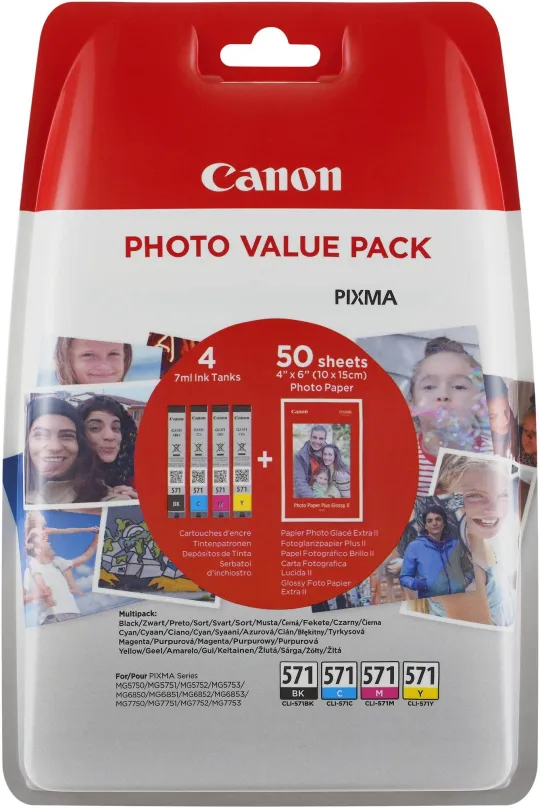 Cartridge Canon CLI-571 multipack + fotopapier PP-201