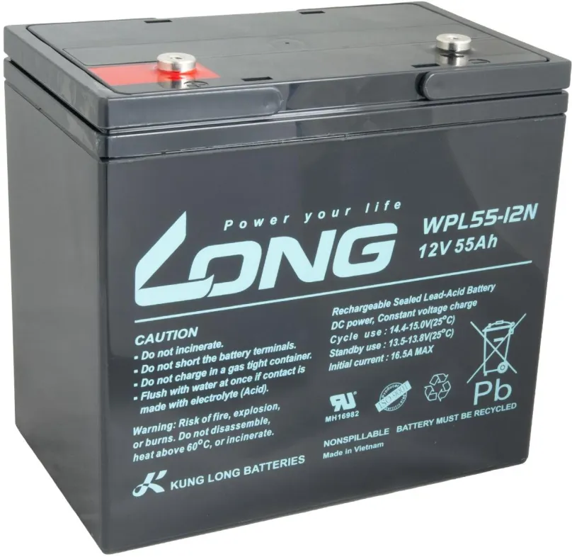 Batéria pre záložné zdroje LONG batéria 12V 55Ah M6 LongLife 12 rokov (WPL55-12N)