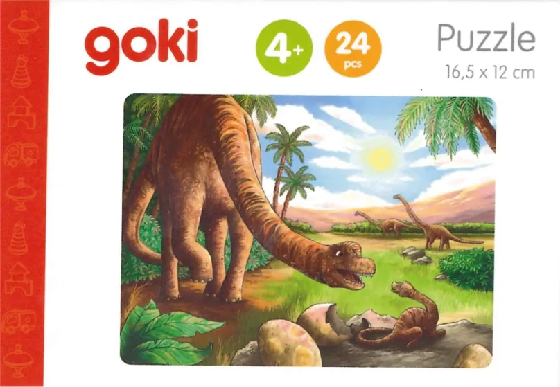GOKI Drevené puzzle Dinosaury: Brachiosaurus 24 dielikov