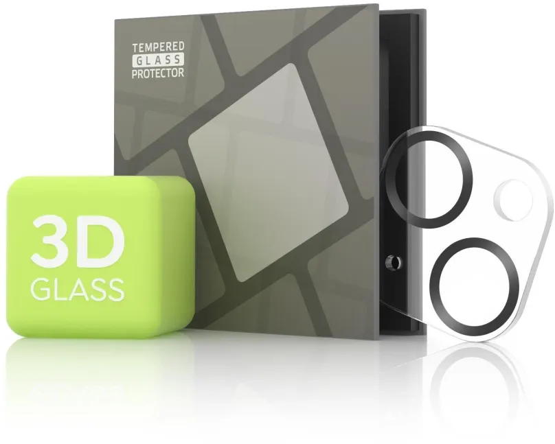 Ochranné sklo na objektív Tempered Glass Protector pre kameru iPhone 13 mini / 13 - 3D Glass, čierna (Case friendly)