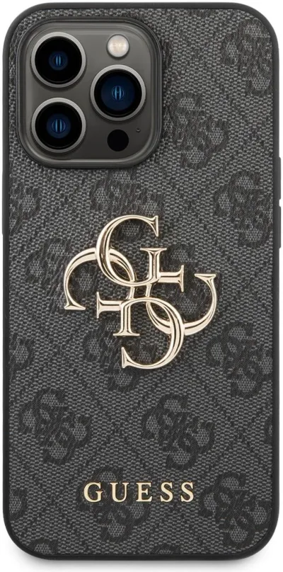 Kryt na mobil Guess PU 4G Metal Logo Zadný Kryt pre iPhone 14 Pre Max Grey