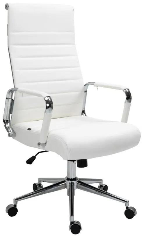 Kancelárska stolička BHM GERMANY Kolumbus, pravá koža, biela