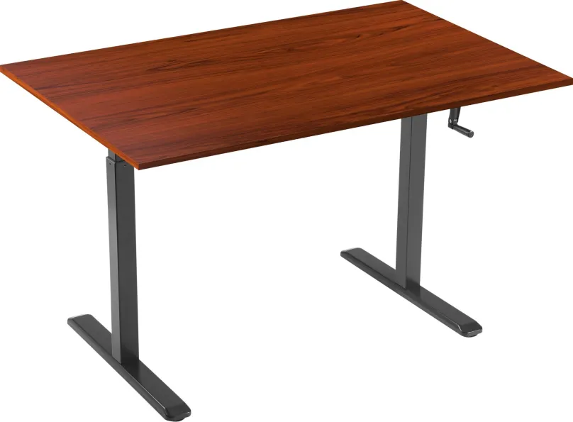 Výškovo nastaviteľný stôl AlzaErgo Table ET3 čierny + doska TTE-03 160x80cm lamino gaštan