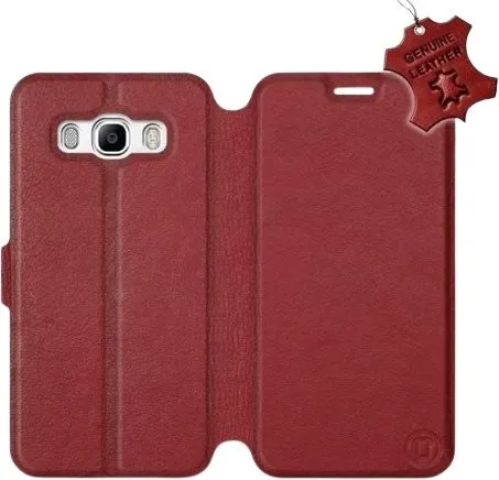 Kryt na mobil Flip puzdro na mobil Samsung Galaxy J5 2016 - Tmavo červené - kožené - Dark Red Leather