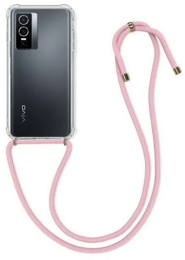 Kryt na mobil TopQ Kryt Vivo Y76 5G silikón s ružovou šnúrkou priehľadný 72286