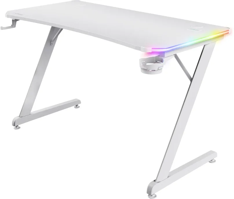 Herný stôl Trust GXT709W Luminus RGB, biely