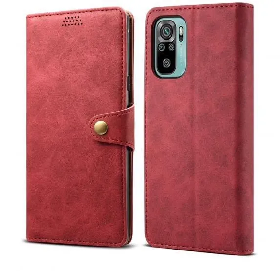 Puzdro na mobil Lenuo Leather pre Xiaomi Redmi Note 10, červené
