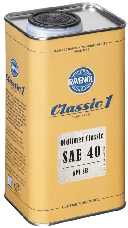 Motorový olej RAVENOL Oldtimer Classic SAE 40 API SB; 1 L, , minerálne, API SB, CZ distrib