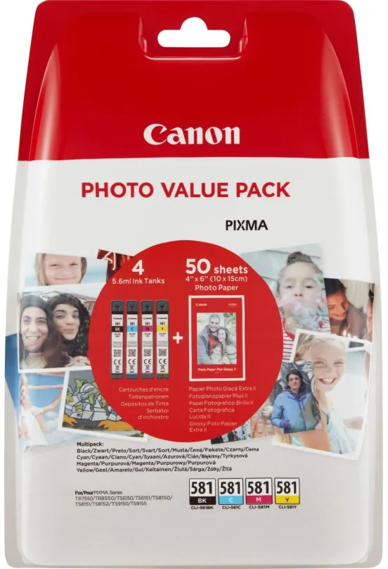 Cartridge Canon CLI-581 Multipack + fotopapier PP-201