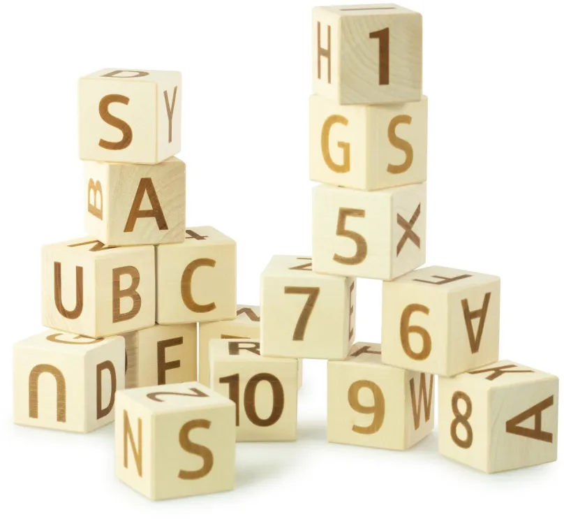 Drevené kocky Drevené kocky s anglickými písmenami a číslicami