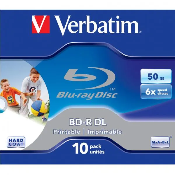 Verbatim BD-R, Dual Layer Printable, 50GB, šperk box, 43735, 6x, cena za 1 ks