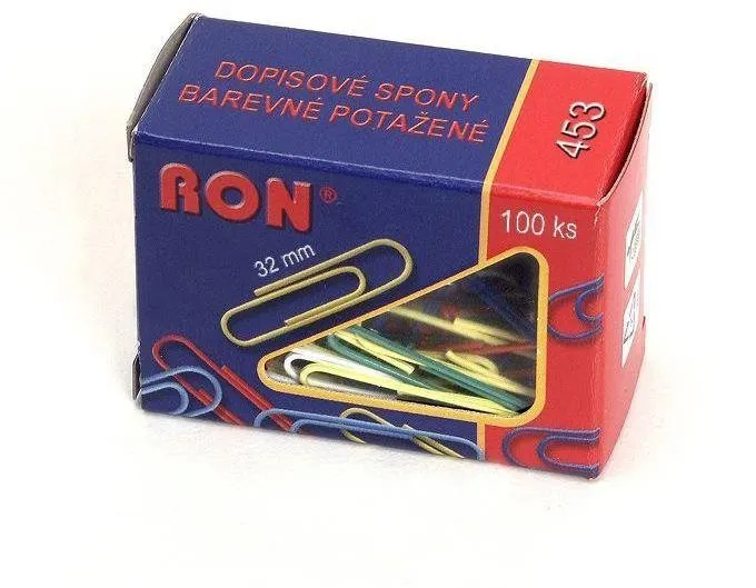 Kancelárske sponky RON 453 B 32 mm farebné - balenie 100 ks