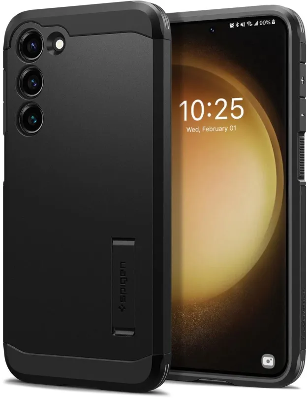 Kryt na mobil Spigen Tough Armor Black Samsung Galaxy S23, pre Samsung Galaxy S23, materiá