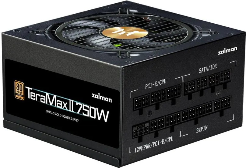 Počítačový zdroj Zalman TeraMax II 750W Black, 750W, ATX, 80 PLUS Gold, účinnosť 90%, 3 ks