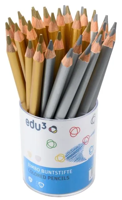 EDU3 Jumbo trojhranné pastelky D36, tuha 5 mm, zlatá a strieborná farba v tégliku