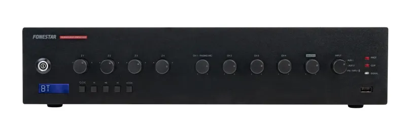 Fonestar PROX-240Z - 100 V PA zosilňovač, 240 W, 4 zóny, Bluetoth, USB, FM