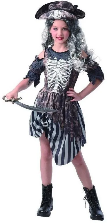 Kostým Šaty na karneval - zombie pirátka, 110 - 120 cm