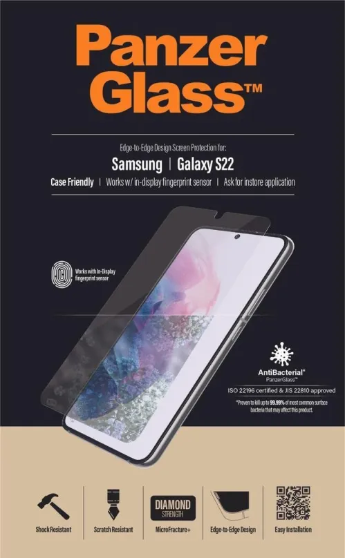 Ochranné sklo PanzerGlass Samsung Galaxy S22 (celolepené s funkčným odtlačkom prstov)