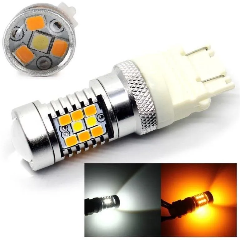 LED autožiarovka Rabel P27/7W 3157 dual color 28 smd 2835 oranžová biela so šošovkou USA
