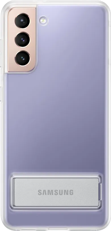 Kryt na mobil Samsung Priehľadný zadný kryt so stojanom pre Galaxy S21 priehľadný