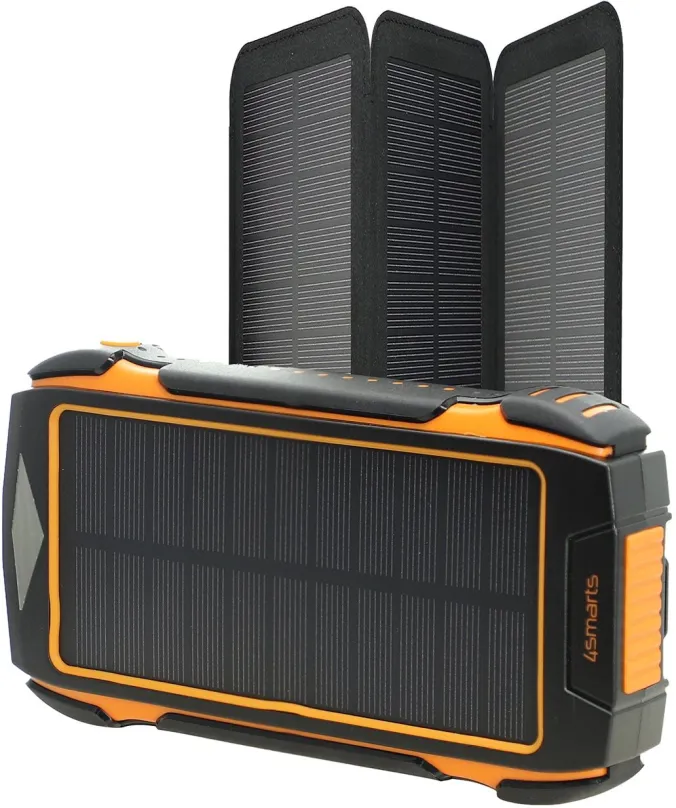 Powerbanka 4smarts Solar Powerbank Rugged TitanPack Eco 20,000mAh black, so solárnym panel