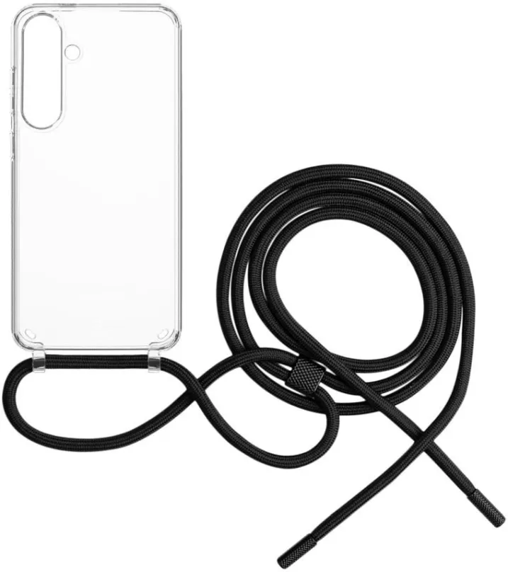 Kryt na mobil FIXED Pure Neck s čiernou šnúrkou na krk pre Samsung Galaxy S24+