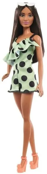 Bábika Barbie Modelka - Limetkové šaty s bodkami