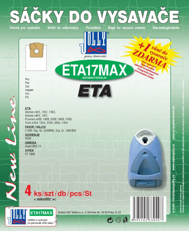 Vrecká do vysávača Vrecká do vysávača ETA17 MAX - textilné - vôňa Cherry
