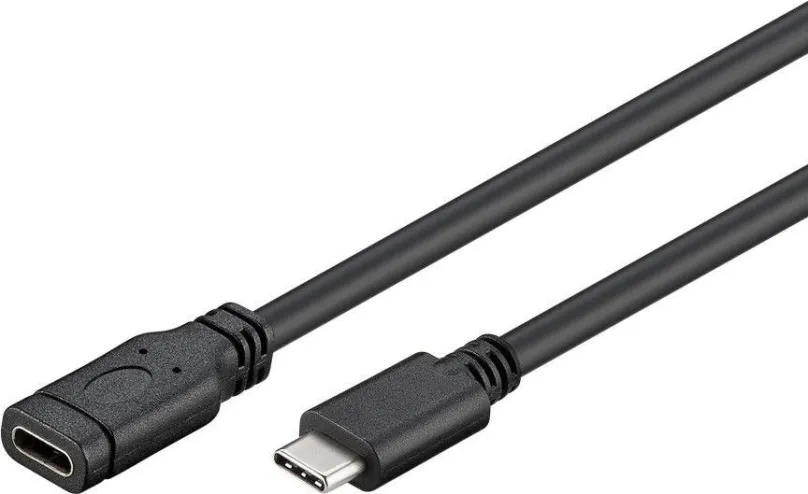 Dátový kábel PremiumCord Predlžovací kábel USB 3.1 konektor C / male - C / female, čierny, 2m