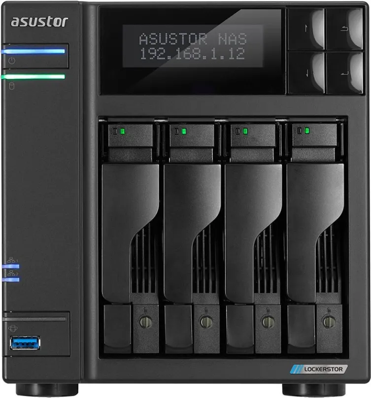 NAS Asustor Lockerstor 4-AS6604T, 4x, CPU Intel Celeron 2 GHz (max. 8 GB), 3 x USB 3.2 Ge