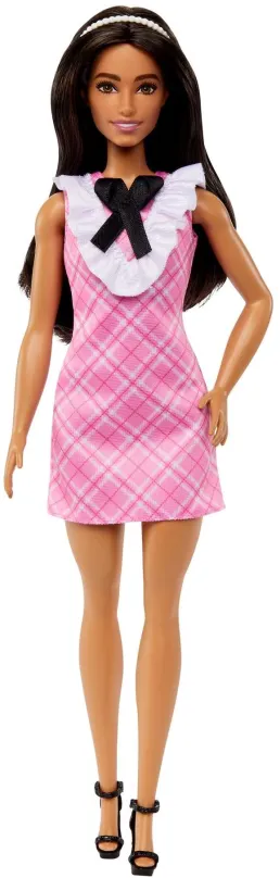 Bábika Barbie Modelka - Ružové kockované šaty